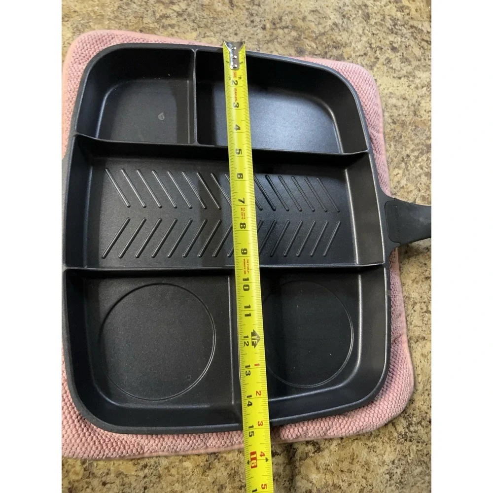 MasterPan Non-Stick Square Aluminum Grill Pan Black, Gas/Electric, 17 in